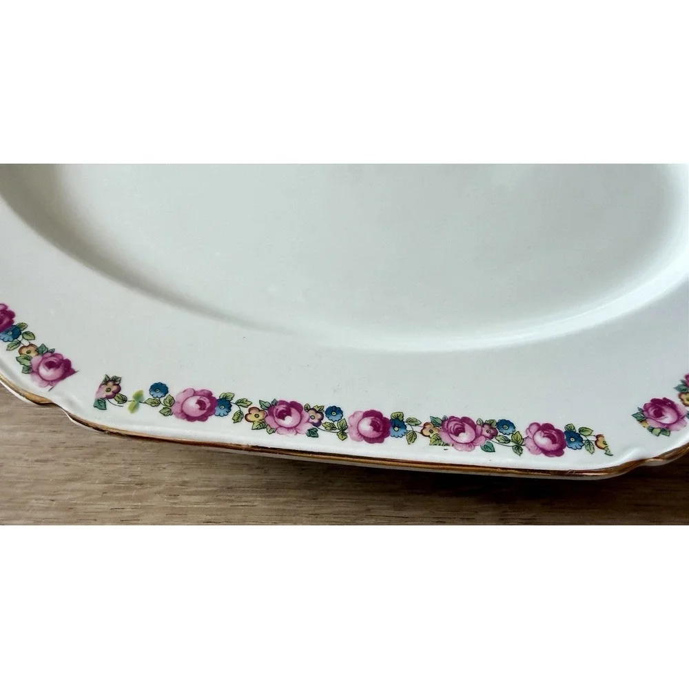 Wood &‎ Sons England Gilded-Edge Floral Serving Platter